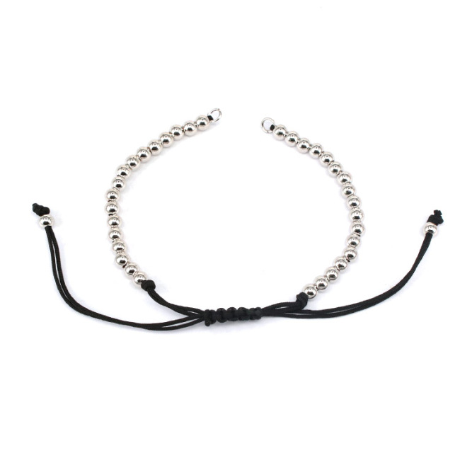 BCL1186 Half finished 4MM silver rose gold gunmetal round beads macrame bracelet,4mm metal beads adjustable bracelet