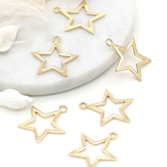 JS1487 Popular 14K Real Gold Plated Hollow Pentagram Star Charm Pendants