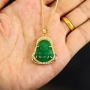 Brass Buddha Pendant Necklace Multi Color Natural Jade Religious Maitreya Jade Pendant Buddha Necklace