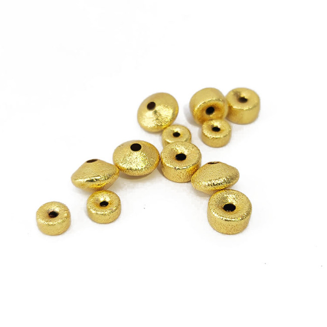 JS1379 Hotsale Unique Matte Gold Silver Etched Coin Rondelle Abacus  Flying Saucer Wheel Spacer Jewelry Beads