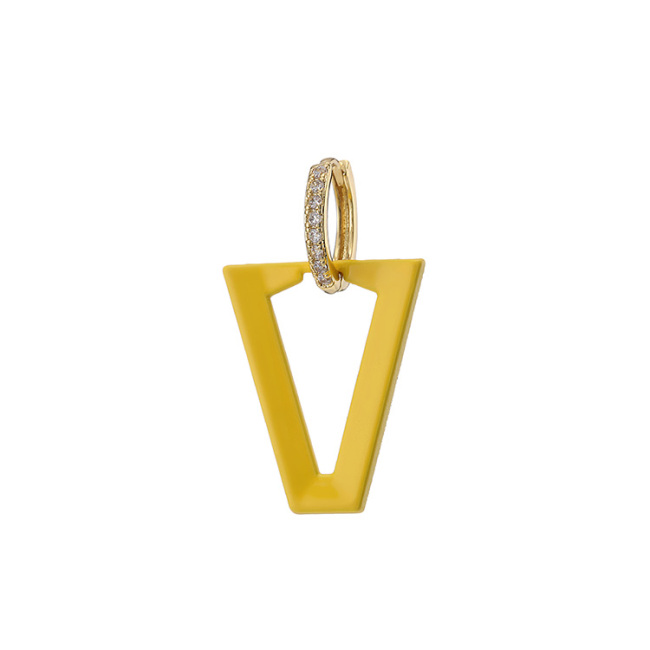 EC1756 Rainbow Multicolor Enamel Neon Triangle V Shape Geometric Huggie Earrings for Ladies