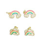 CZ8428 CZ diamond pave Gold Plated brass metal rainbow multi colored enamel charms Pendant
