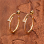 EC1611 Popular Chic Dainty Gold Zircon CZ Micro Hoops with Spike Charm Huggie Earring