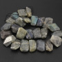 LA5028 Wholesale Unusual Middle Drilled Faceted Labradorite Briolette Nugget Rectangle Beads
