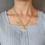 NZ1297 Fashion Gold Plated Diamond Micro Pave CZ Saturn Planet Pendant with Figaro Chain Necklace