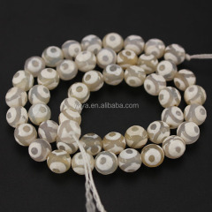 AB0442 Hot sale White Faceted Tibetan Agate Eye Dzi Stone Beads