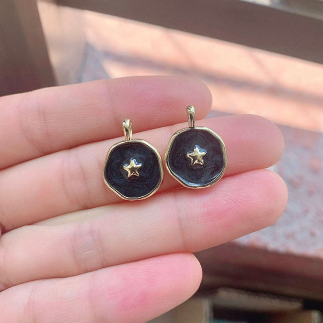 JS1577 Round Gold Plated brass enamel heart moon star eagle lightning charms Pendant