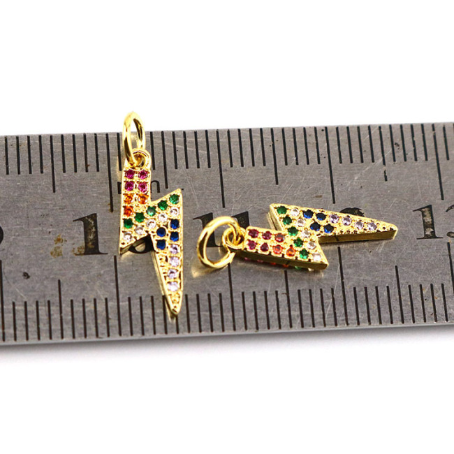 CZ8210 Mini Tiny CZ Thunder Lightning Bolt Charm, Diamond CZ Pave Thunder lightning Sign Charm Pendants
