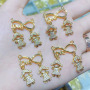 CZ8310 Dainty Mini Gold CZ Micro Pave Rainbow Evil Eyes Sun Flower Daisy Charm Pendants