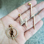 CZ8107 CZ Thunder Lightning Bolt Charm, Diamond CZ Pave Thunder lightning Sign Charm Pendants