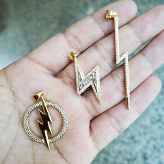 CZ8107 CZ Thunder Lightning Bolt Charm, Diamond CZ Pave Thunder lightning Sign Charm Pendants CZ8107 CZ Thunder Lightning Bolt Charm, Diamond CZ Pave Thunder lightning Sign Charm Pendants
