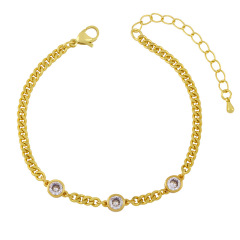 BC1299 Dainty 18K Gold Diamond Zircon Cubic Zirconia Star Heart Round Charm Curb Cuban Chain Bracelets For Ladies