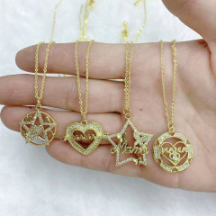 NZ1341 Dainty 18k Gold Plated CZ Micro Pave Love Heart Mother's Day Necklace Jewelry for Mom Mama