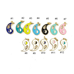 JS1548 Gold Plated Enamel Neon Yin Yang Taichi Charm Pendants for Bracelet Necklace Earring Making Supplies