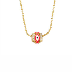NZ1348 18K Gold Plated Ball Chain Enamel Rainbow Evil Eyes Tube Charm Necklace