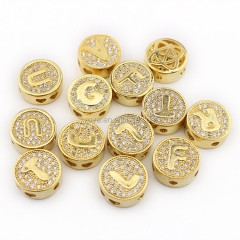 CZ6760 18k gold CZ Micro pave Alphabet Initial Spacer Beads Cubic Zirconia Diamond Letter Beads for Jewelry Making