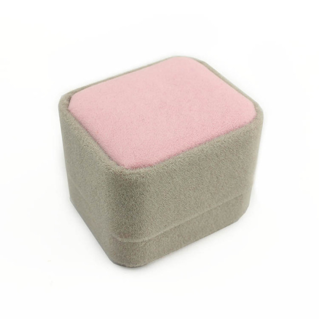 BP1022 Handmade Pink Velvet Ring Display Box,Grey Pink Velvet Jewelry Packaging Gift Box With High Quality