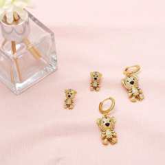 EC1814 Tiny Mini 18k Gold Plated CZ Diamond Tiger Stud Earrings - Dainty Minimalist Cubic Zirconia Jaguar Earrings