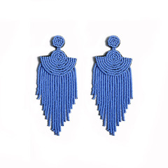 ET1069 New arrival multilayer handmade cotton thread ladies earring bohemian glass bead women tassel earring