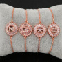 BC1163 Fashion design Wholesale Bling Crystal Rose gold plated Micro Pave Cz Initial Letter Charm Bracelet with Slide Chain