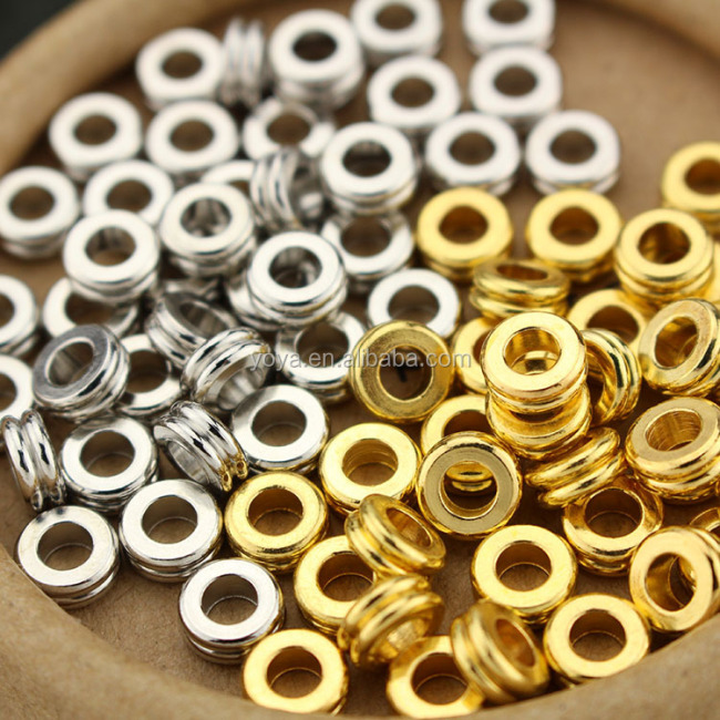 JS1218 Gold silver double disc rondelle spacer Beads,hot bracelet jewelry finding supplies