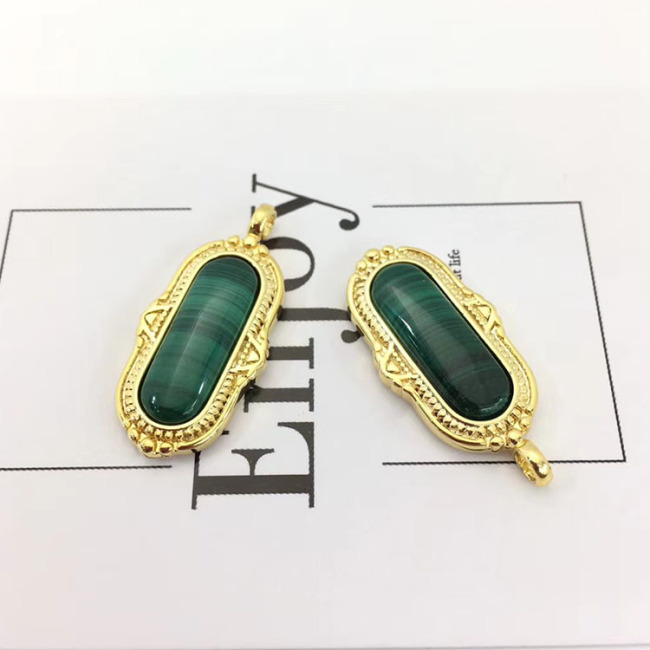 JF7300 New Chic Gold Plated Bezel Gemstone Semiprecious Stone Rectangle Bar Jewelry Pendants