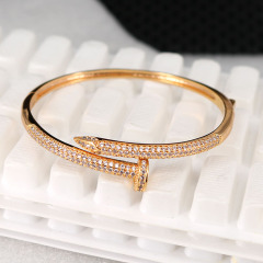 BA1020 Popular Womens Gold plated CZ Micro Pave Nail Bangles Bracelets