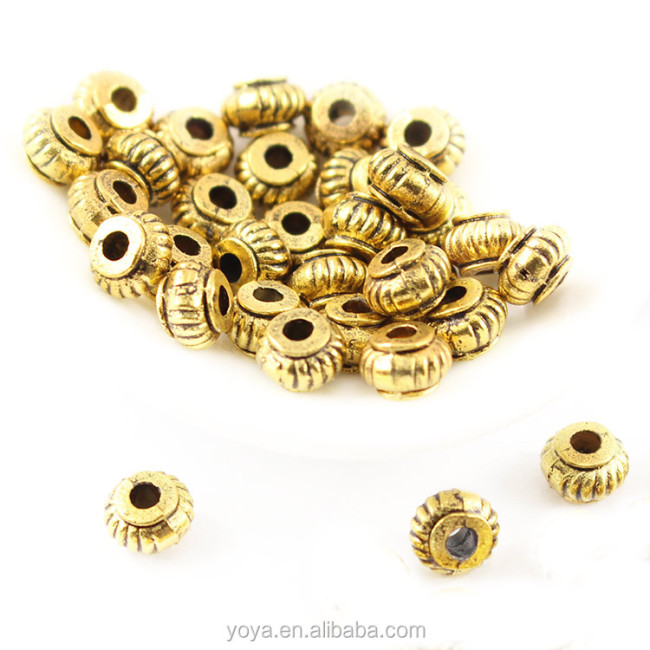 JS0919 Antique gold plated metal rondelle spacer beads