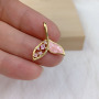 CZ8485 Dainty Pink Shell CZ Pave Crescent Star Heart Virgin Mary Lock Charm Pendants