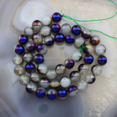 AB0604 Popular blue plated agate stone beads,loose grey agate beads for jewelry making