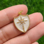 CZ8399 Gold Plated Micro Pave CZ North Star on enamel shield Shape charms Pendant gift for lady