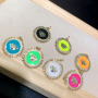 CZ8426 CZ diamond pave Gold Plated brass metal evil eyes multi colored enamel charms Pendant