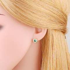 EC1815 Valentine's Day Jewelry Gift, Gold CZ Heart Stud Earrings,Dainty CZ Diamond Heart Charm Stud Earrings