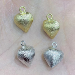 JS1636 Fashion Jewelry Craft Supplies Brushed Matte Etched Gold Silver Plated over Brass Ball Star Heart Teardrop Charm Pendants