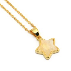 NN1005 Trendy Gold Plated Natural Semiprecious Stone Star Pendant Necklace