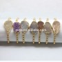 BRH1207 Trendy Tiny Gold Metal Beaded Sparkly Agate Druzy bangle bracelet for women
