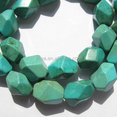 TB0250 howlite turquoise faceted freeform nugget beads,magnesite cut nugget beads