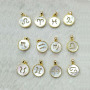 JF7344 18K Gold Plated Hollow Horoscope Zodiac Sign Round Coin Disc Charm Pendant for Necklace