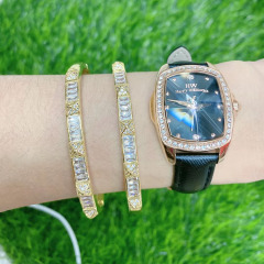 BC2035 Fashion 18K Gold Plated Brass Bracelet Zircon CZ Micro Pave Belt Buckle Link Chain Hand Cuff Chain Bangle Bracelets
