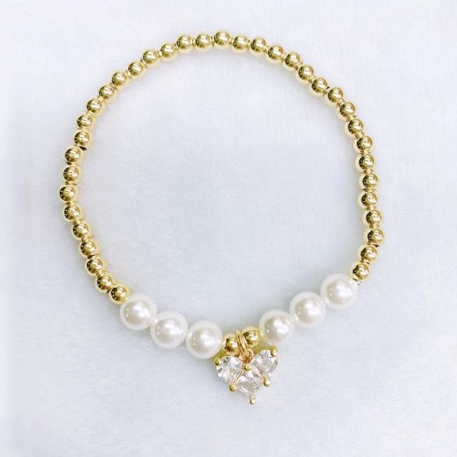 BC1332 wholesale CZ cubic zirconia  diamond micro pave shell pearls hand chain heart star cross  Charms   Bracelets for lady