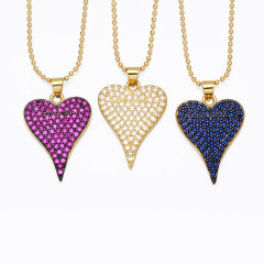 NZ1063 New Diamond Jewelry Chic Cubic Zirconia CZ Micro Pave Love Heart Pendant Chain Necklace