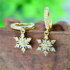 EC1700 18k gold plated diamond cz micro pave snowflake charm huggies earrings jewelry for women EC1700 18k gold plated diamond cz micro pave snowflake charm huggies earrings jewelry for women