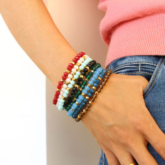 BRP1479 Hot sale dainty gold accent & crystal beaded bracelets,stackable stacking bracelet