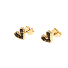 EC1792 Valentine's Day Jewelry Gift, Gold CZ Stud Earrings,Dainty CZ Diamond Heart Charm Stud Earrings