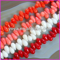 CB8053 Bamboo coral teardrop beads,top drilled coral drop beads
