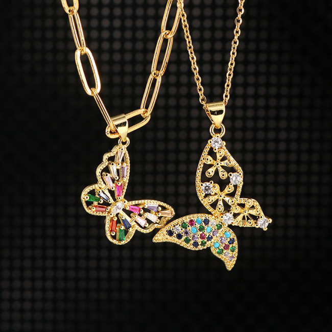 NZ1098 Chic 18k gold plated butterfly pendant necklace for women