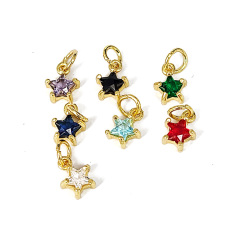 CZ8325 Dainty MIini Rainbow Celestial Jewelry supplies minimal Mini CZ Pave Star Charm,Small Diamond Cubic Zirconia Star Charms