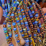 GP0902 Vintage Nepali Chevron Glass Rondelle Beads, Boho Jewelry Making Supply Boho Spacer Beads