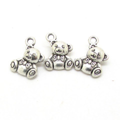 JS0950 Lovely Mini Teddy Bear Charm Bracelet Connector , Metal Bear Charm Pendant For Jewelry Findings
