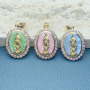 CZ8485 Dainty Pink Shell CZ Pave Crescent Star Heart Virgin Mary Lock Charm Pendants